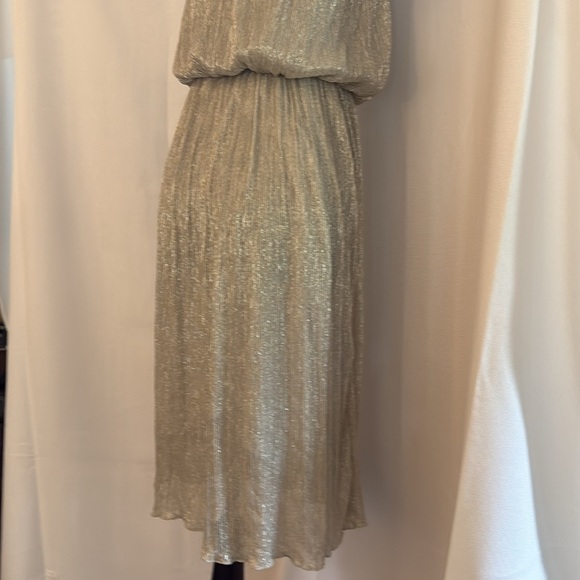Zara Basic Shimmering Silver Spaghetti Strap Flowy Midi Dress - Picture 7 of 12